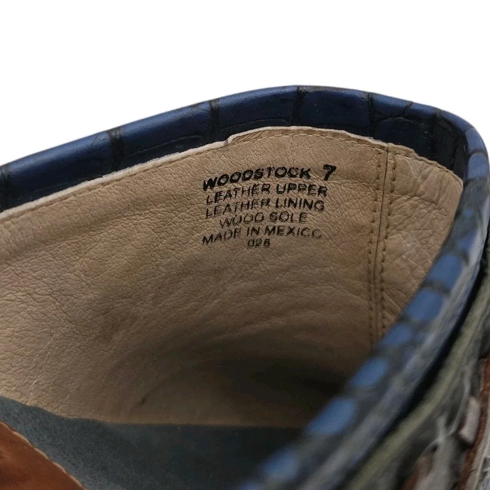 Freebird (Women's 7) Woodstock Platform Clogs Wood Heel Leather Lace Shoes Wedge